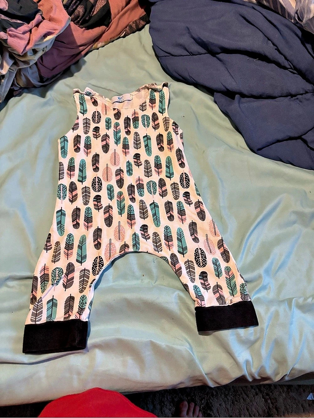 Canis Feather Print Romper